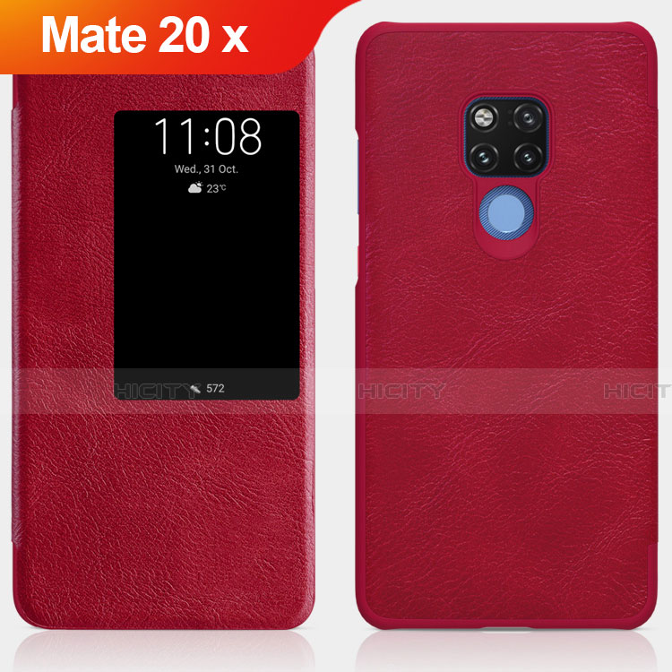 Handyhülle Hülle Stand Tasche Leder für Huawei Mate 20 X 5G Rot