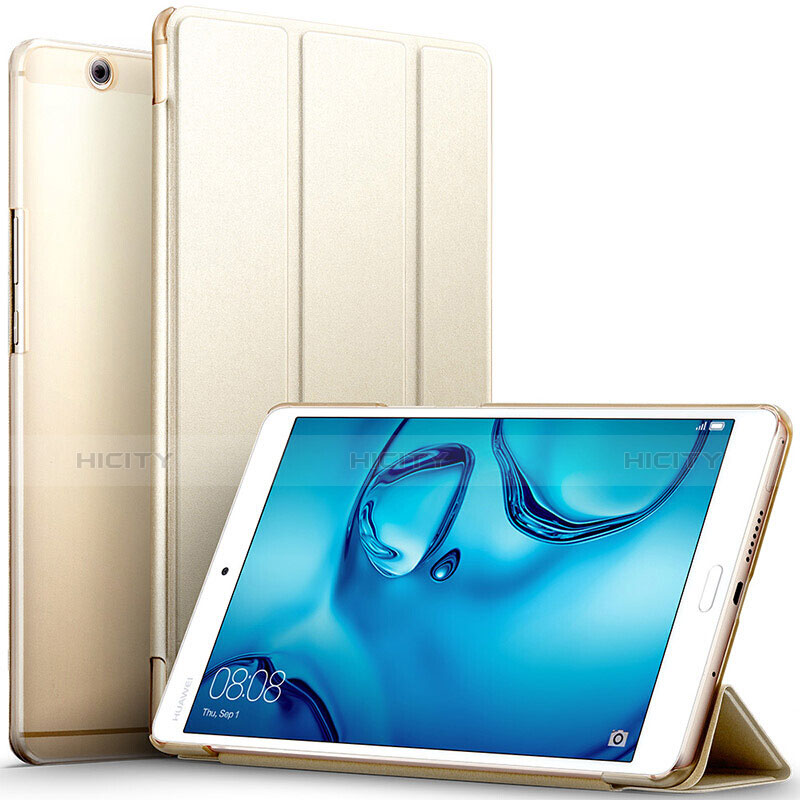 Handyhülle Hülle Stand Tasche Leder für Huawei MediaPad M3 Gold