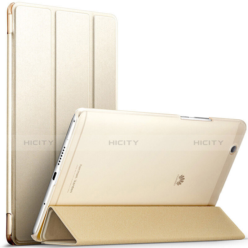 Handyhülle Hülle Stand Tasche Leder für Huawei MediaPad M3 Gold