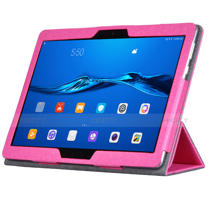 Handyhülle Hülle Stand Tasche Leder für Huawei MediaPad M3 Lite Pink