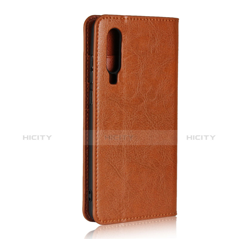 Handyhülle Hülle Stand Tasche Leder für Huawei P30 Orange groß