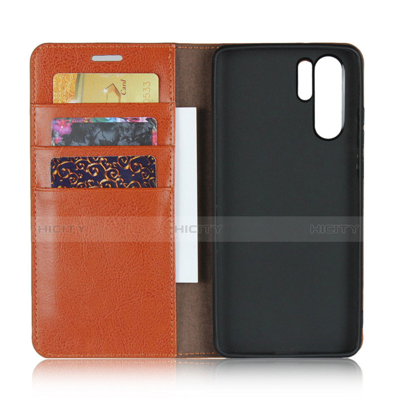 Handyhülle Hülle Stand Tasche Leder für Huawei P30 Pro New Edition Orange groß