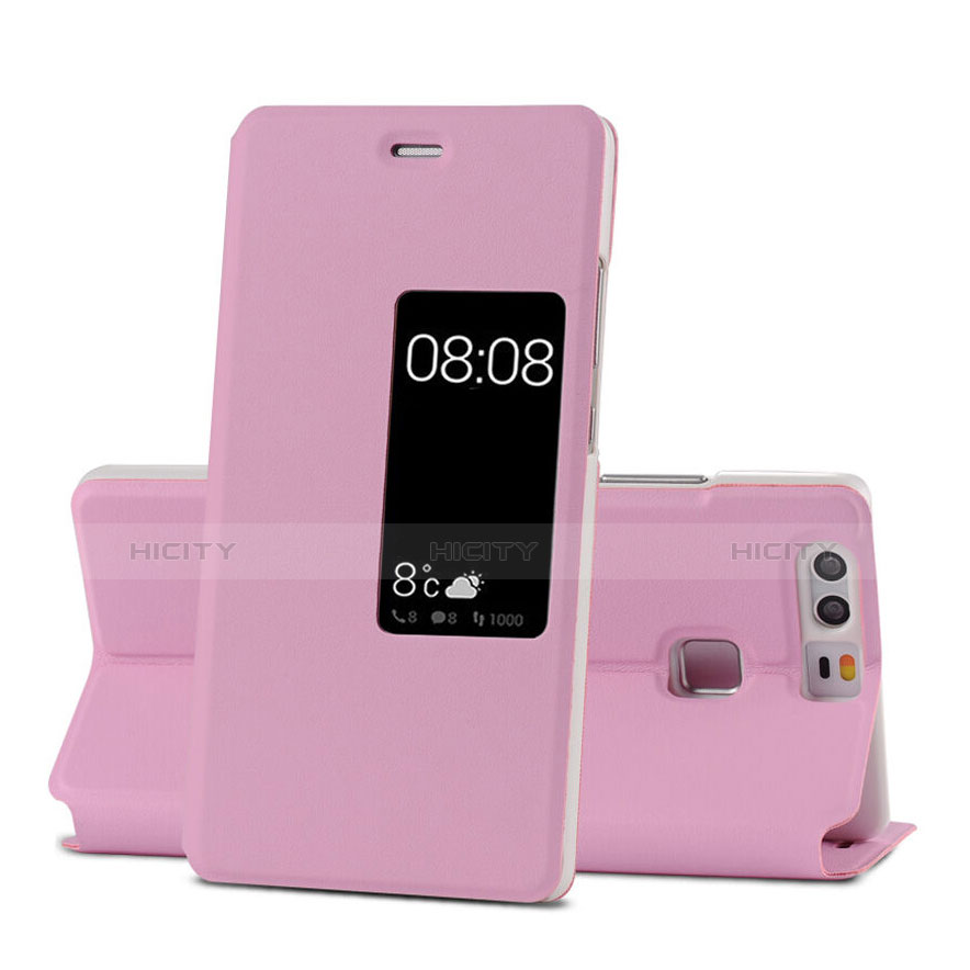 Handyhülle Hülle Stand Tasche Leder für Huawei P9 Plus Rosa