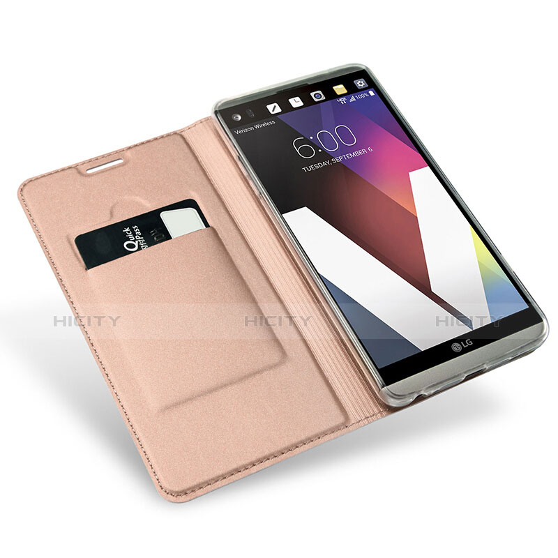 Handyhülle Hülle Stand Tasche Leder für LG G6 Rosegold