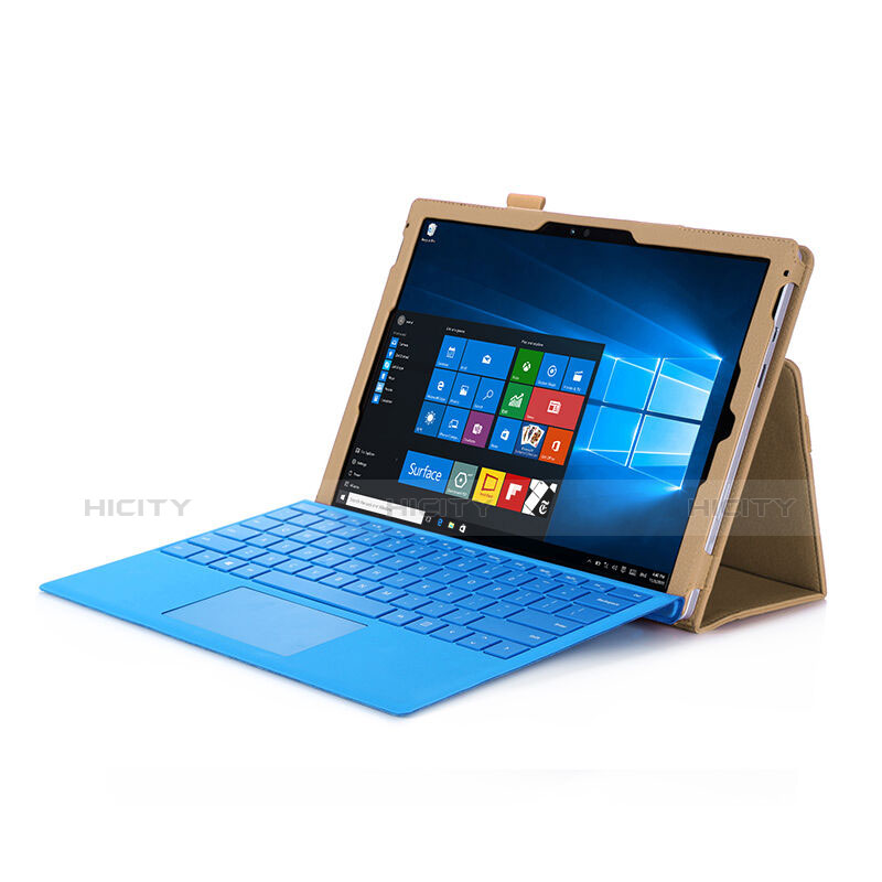 Handyhülle Hülle Stand Tasche Leder für Microsoft Surface Pro 4 Gold groß