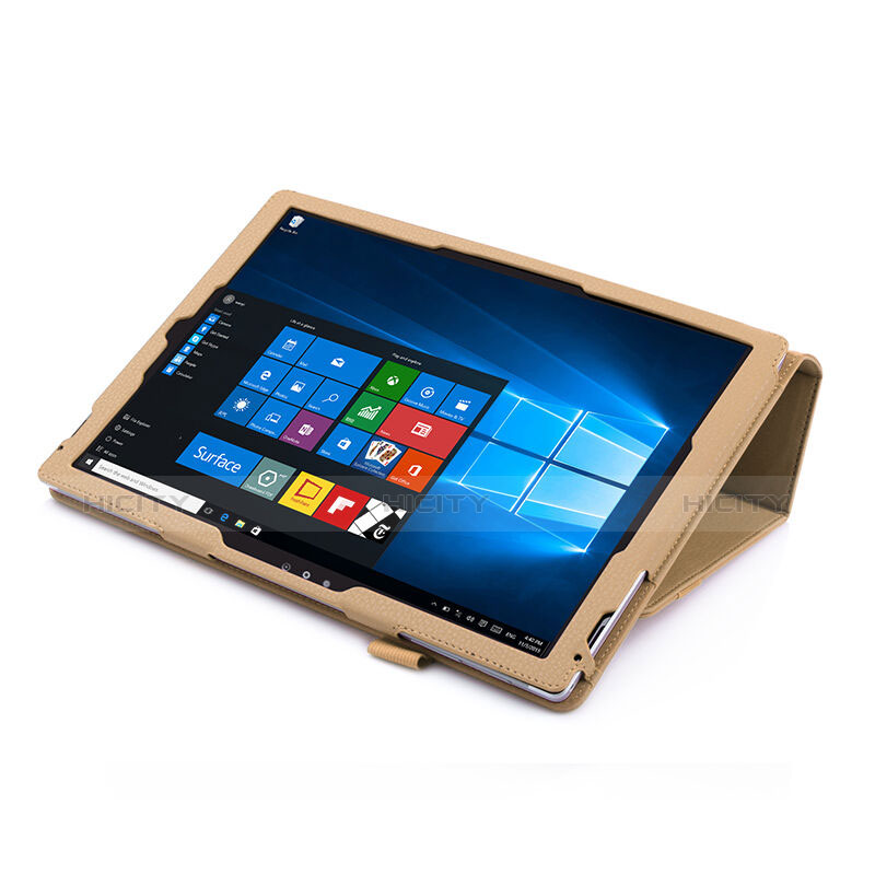 Handyhülle Hülle Stand Tasche Leder für Microsoft Surface Pro 4 Gold groß