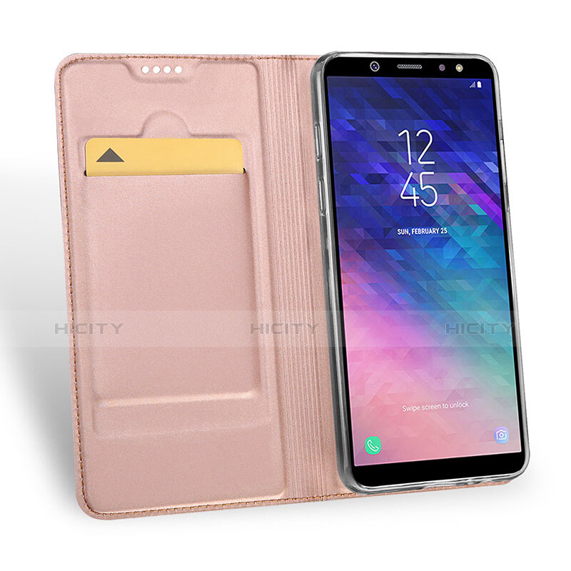 Handyhülle Hülle Stand Tasche Leder für Samsung Galaxy A6 Plus (2018) Rosa groß