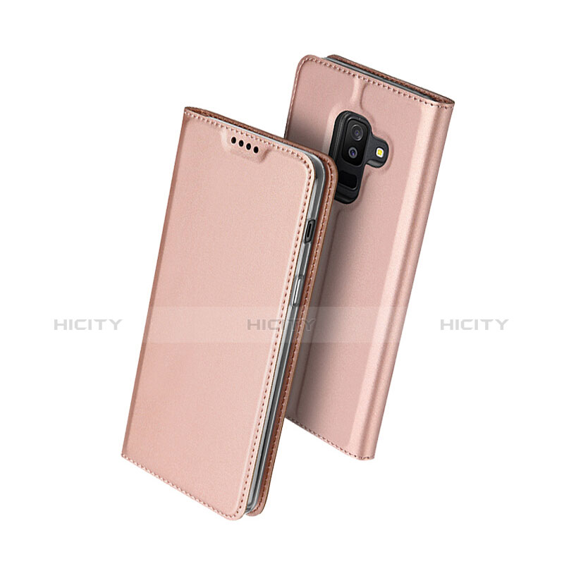 Handyhülle Hülle Stand Tasche Leder für Samsung Galaxy A6 Plus (2018) Rosa groß