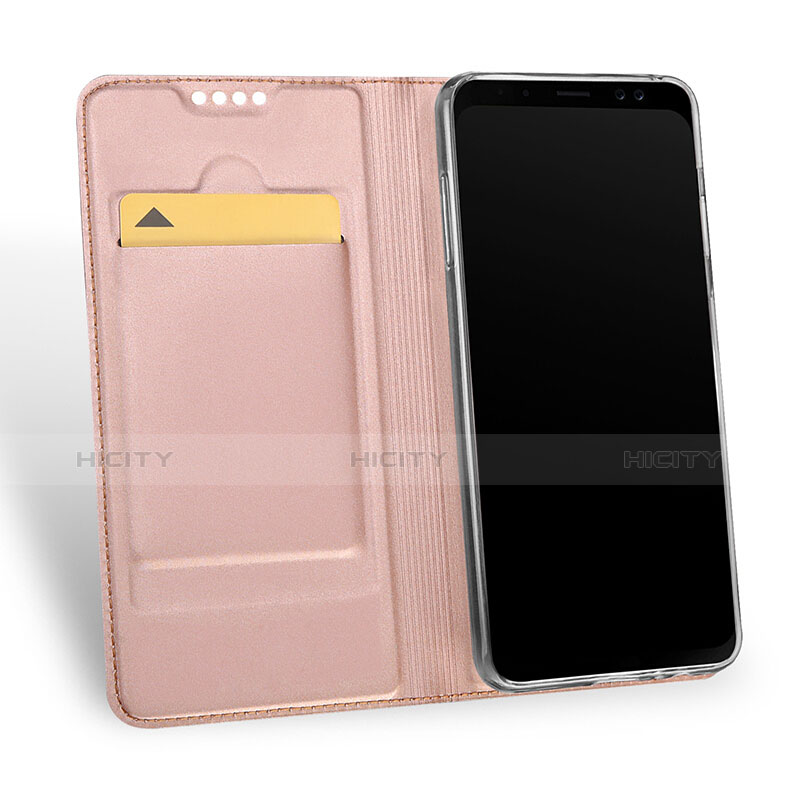 Handyhülle Hülle Stand Tasche Leder für Samsung Galaxy A8 (2018) A530F Rosegold