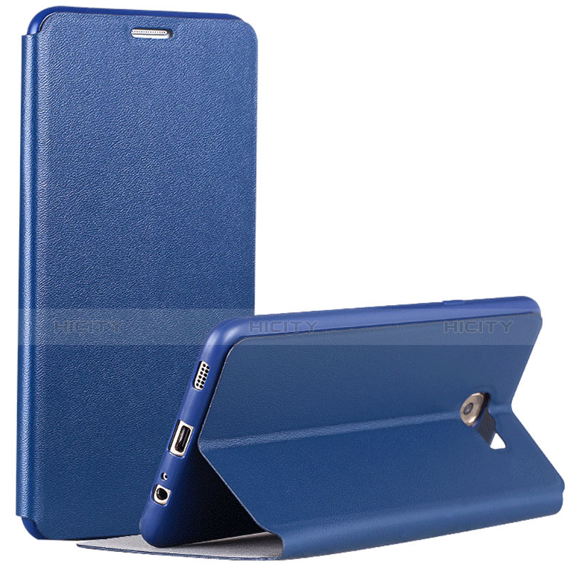 Handyhülle Hülle Stand Tasche Leder für Samsung Galaxy C5 Pro C5010 Blau groß