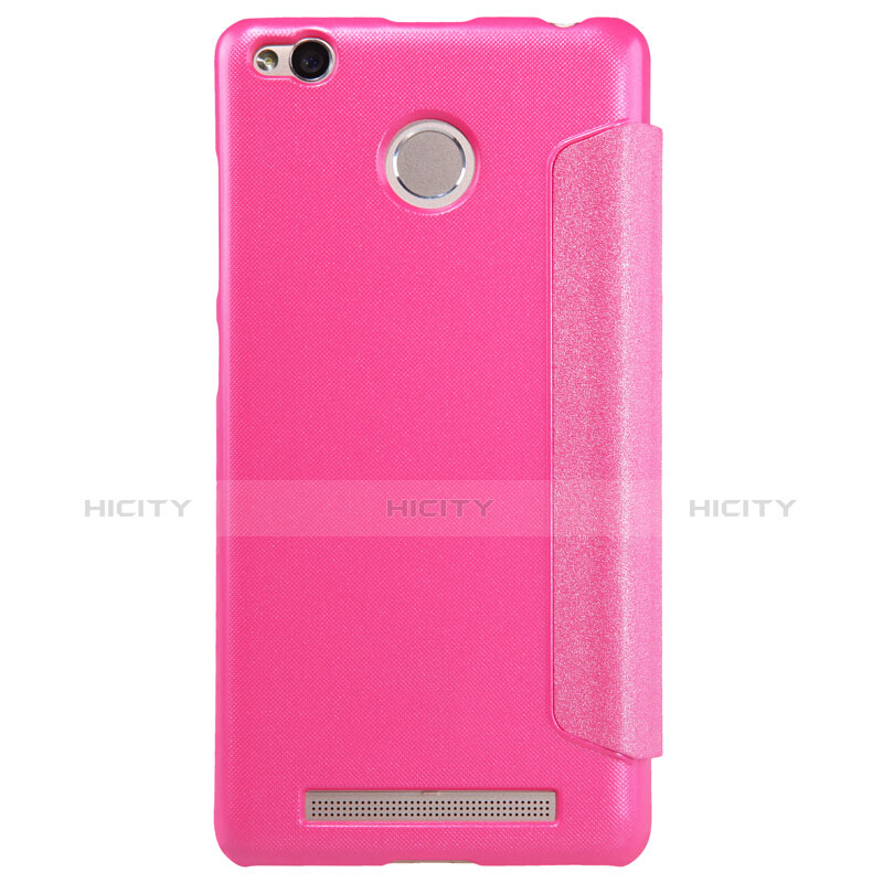 Handyhülle Hülle Stand Tasche Leder für Xiaomi Redmi 3 High Edition Pink groß