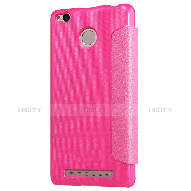 Handyhülle Hülle Stand Tasche Leder für Xiaomi Redmi 3 High Edition Pink groß