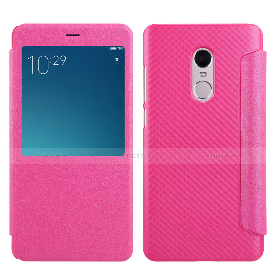 Handyhülle Hülle Stand Tasche Leder für Xiaomi Redmi Note 4 Pink