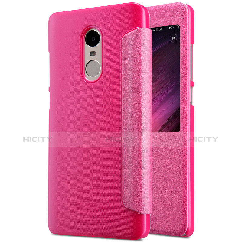 Handyhülle Hülle Stand Tasche Leder für Xiaomi Redmi Note 4 Standard Edition Pink Plus