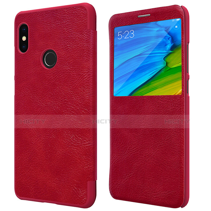 Handyhülle Hülle Stand Tasche Leder für Xiaomi Redmi Note 5 AI Dual Camera Rot