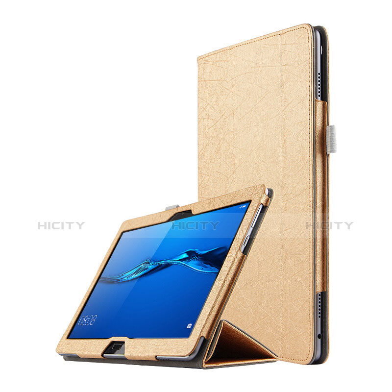 Handyhülle Hülle Stand Tasche Leder L01 für Huawei MediaPad M3 Lite 10.1 BAH-W09 Gold