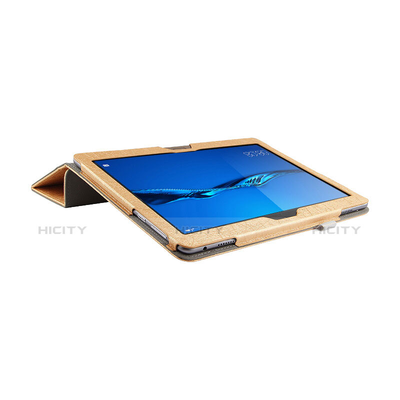 Handyhülle Hülle Stand Tasche Leder L01 für Huawei MediaPad M3 Lite 10.1 BAH-W09 Gold