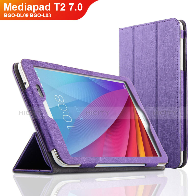 Handyhülle Hülle Stand Tasche Leder L01 für Huawei Mediapad T1 7.0 T1-701 T1-701U Violett