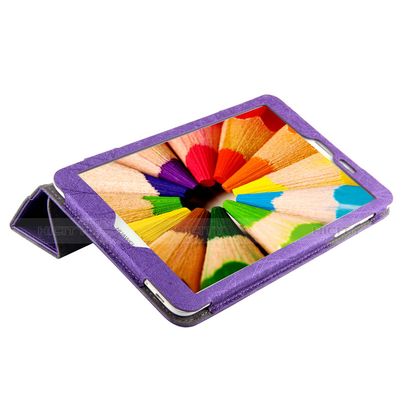 Handyhülle Hülle Stand Tasche Leder L01 für Huawei Mediapad T1 7.0 T1-701 T1-701U Violett