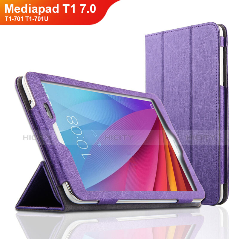 Handyhülle Hülle Stand Tasche Leder L01 für Huawei Mediapad T2 7.0 BGO-DL09 BGO-L03 Violett