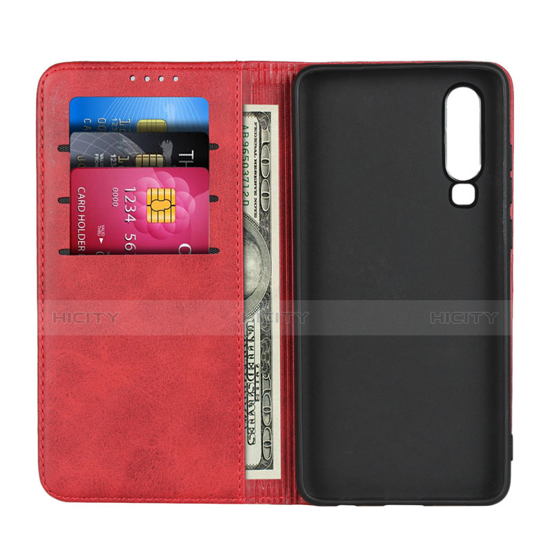 Handyhülle Hülle Stand Tasche Leder L01 für Huawei P30 Rot