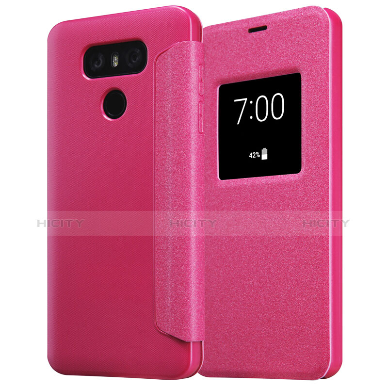 Handyhülle Hülle Stand Tasche Leder L01 für LG G6 Rot