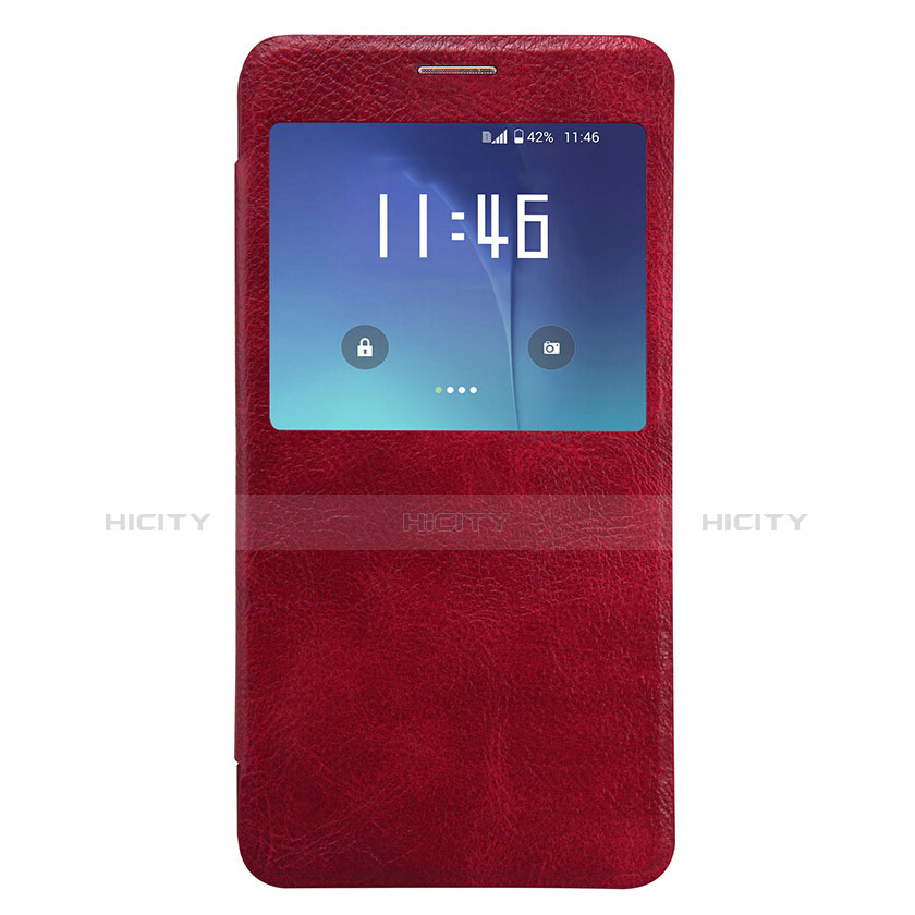 Handyhülle Hülle Stand Tasche Leder L01 für Samsung Galaxy Note 5 N9200 N920 N920F Rot