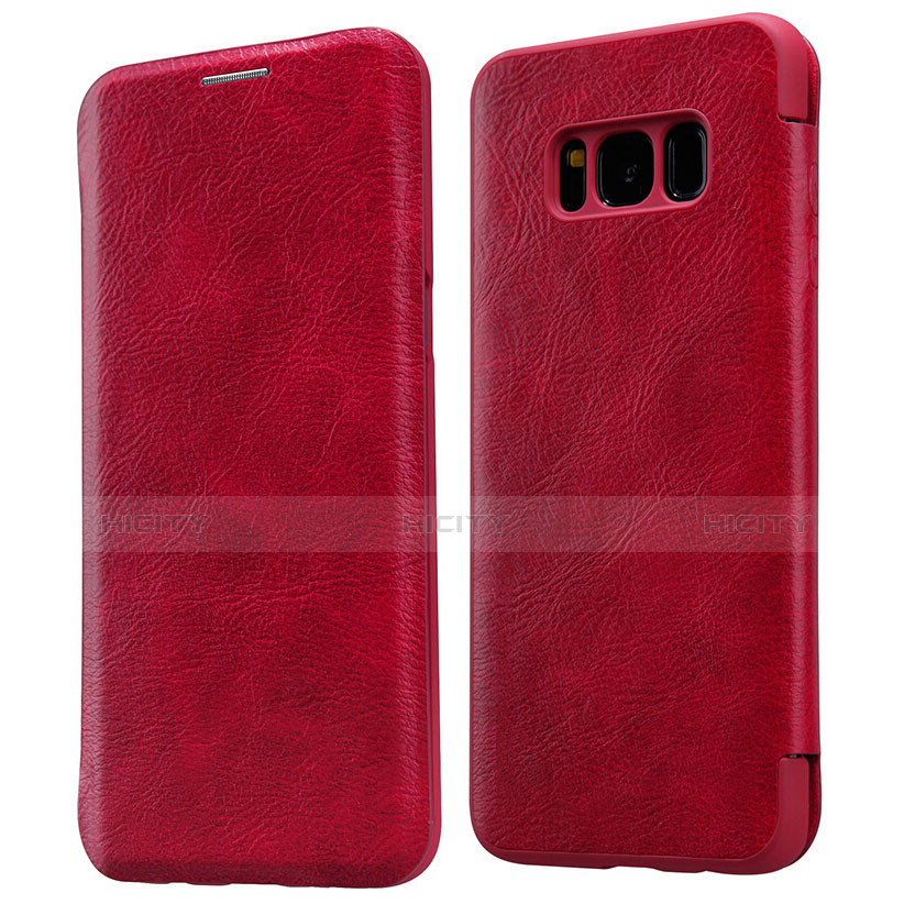 Handyhülle Hülle Stand Tasche Leder L01 für Samsung Galaxy S8 Rot