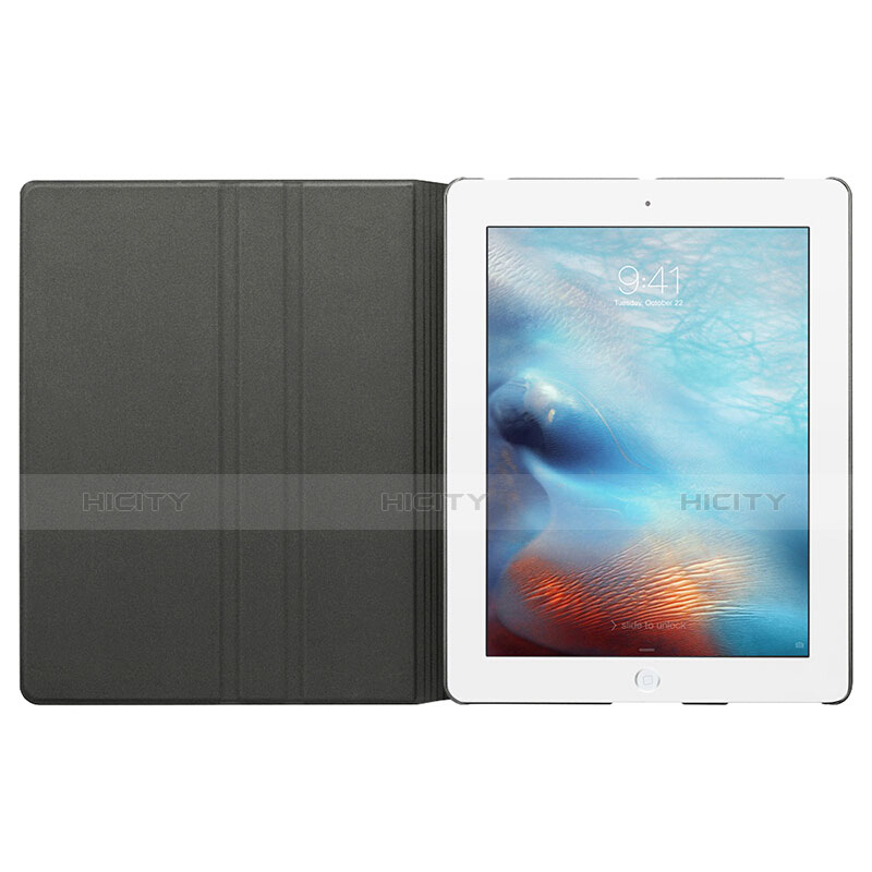 Handyhülle Hülle Stand Tasche Leder L02 für Apple iPad 2 Schwarz