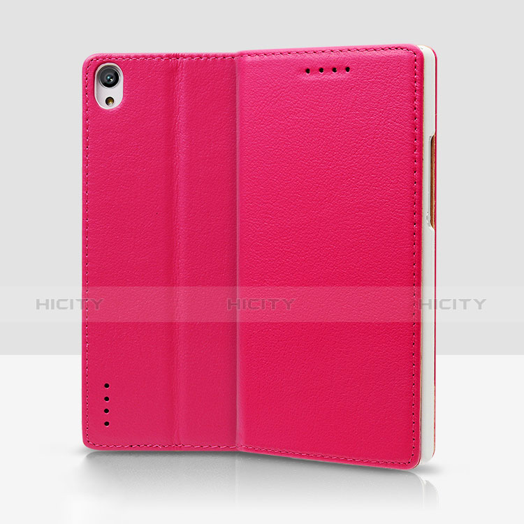 Handyhülle Hülle Stand Tasche Leder L02 für Huawei Ascend P7 Pink