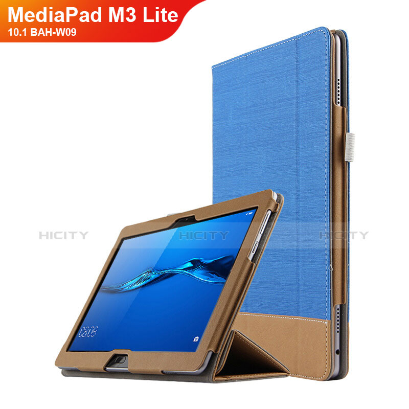 Handyhülle Hülle Stand Tasche Leder L02 für Huawei MediaPad M3 Lite 10.1 BAH-W09 Blau