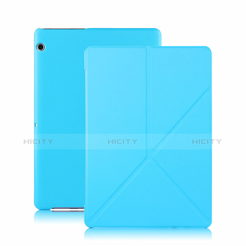 Handyhülle Hülle Stand Tasche Leder L02 für Huawei MediaPad T3 10 AGS-L09 AGS-W09 Hellblau groß