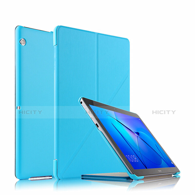 Handyhülle Hülle Stand Tasche Leder L02 für Huawei MediaPad T3 10 AGS-L09 AGS-W09 Hellblau groß