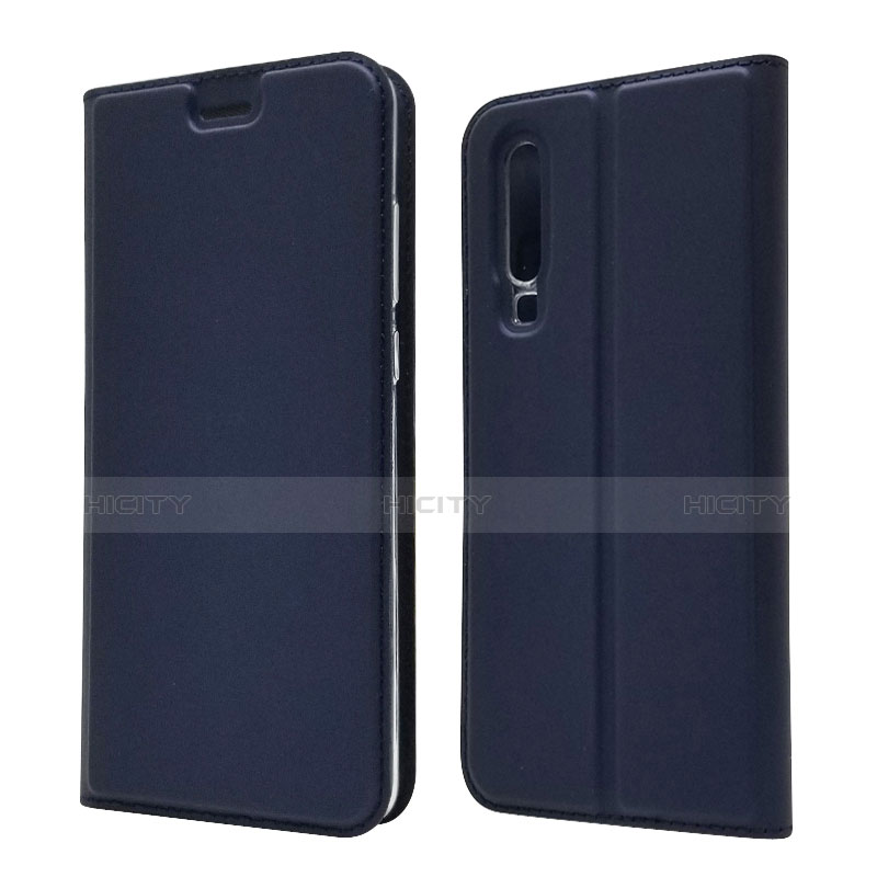 Handyhülle Hülle Stand Tasche Leder L02 für Huawei P30 Blau