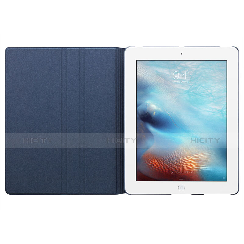 Handyhülle Hülle Stand Tasche Leder L03 für Apple iPad 2 Blau