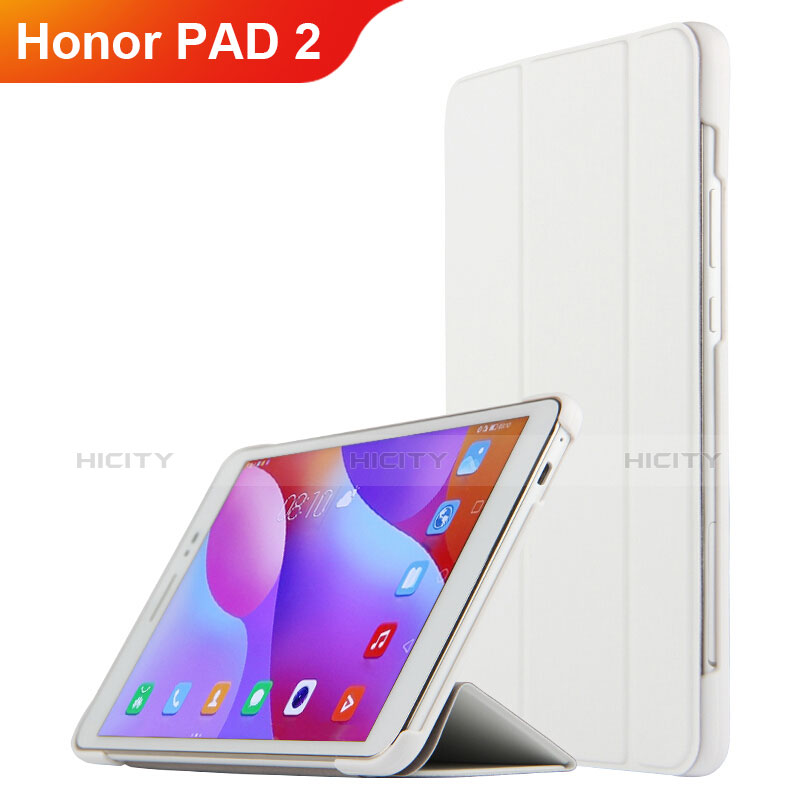 Handyhülle Hülle Stand Tasche Leder L03 für Huawei Honor Pad 2 Weiß