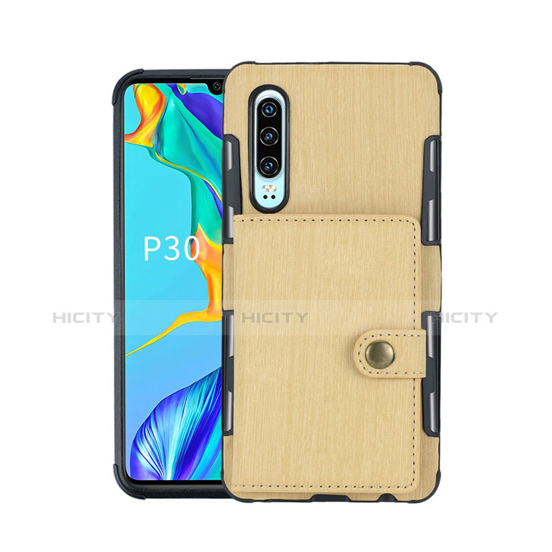 Handyhülle Hülle Stand Tasche Leder L04 für Huawei P30 Gold