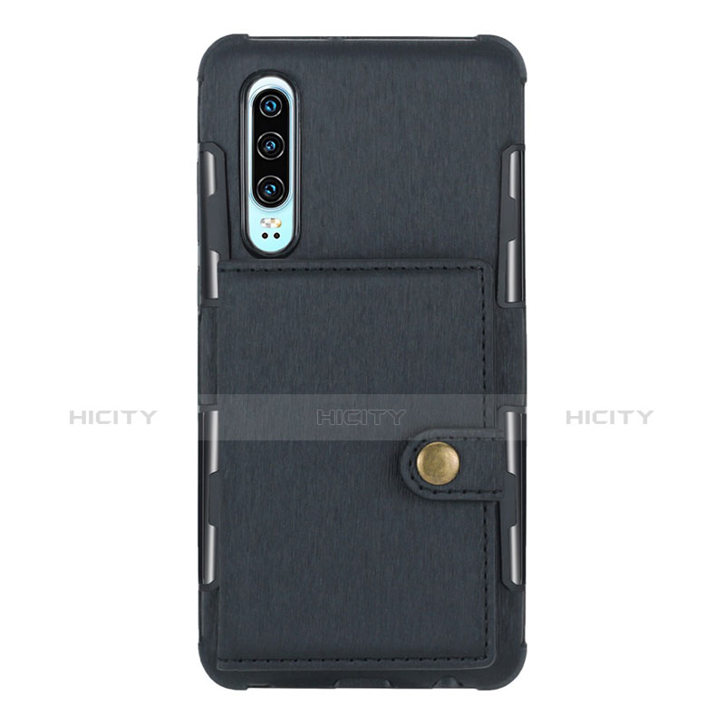 Handyhülle Hülle Stand Tasche Leder L04 für Huawei P30 Schwarz