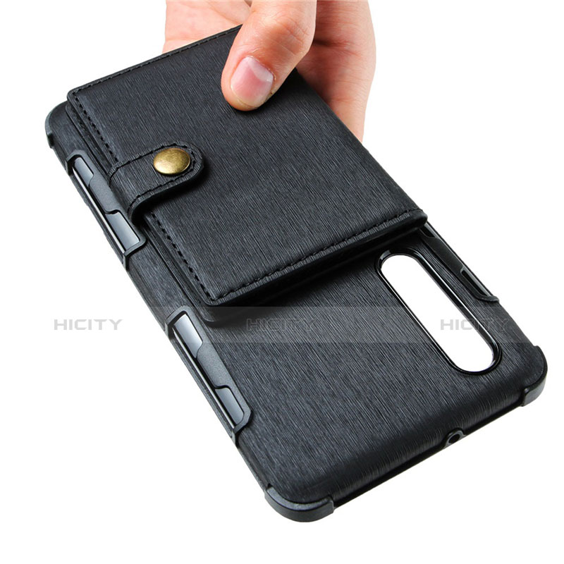 Handyhülle Hülle Stand Tasche Leder L04 für Huawei P30 Schwarz