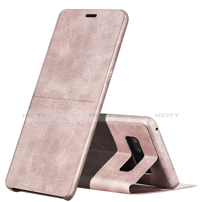 Handyhülle Hülle Stand Tasche Leder L04 für Samsung Galaxy Note 8 Duos N950F Rosa