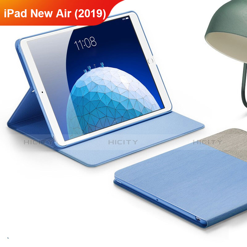 Handyhülle Hülle Stand Tasche Stoff für Apple iPad New Air (2019) 10.5 Hellblau