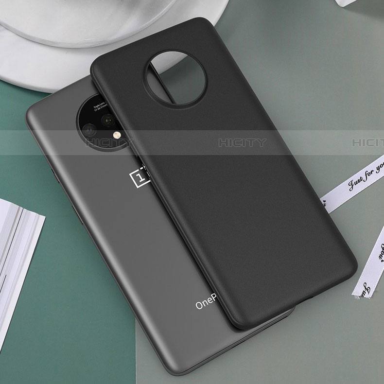 Handyhülle Hülle Ultra Dünn Hartschalen Schutzhülle Tasche Durchsichtig Transparent Matt H01 für OnePlus 7T Schwarz