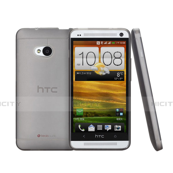 Handyhülle Hülle Ultra Dünn Schutzhülle Durchsichtig Transparent Matt für HTC One M7 Grau Plus