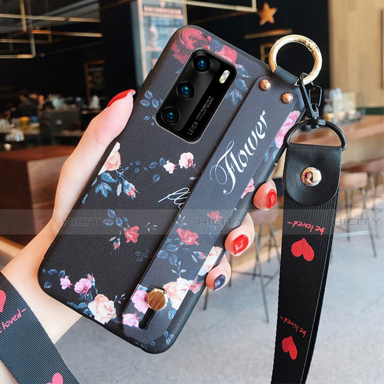 Handyhülle Silikon Hülle Gummi Schutzhülle Blumen für Huawei P40 Rot Plus