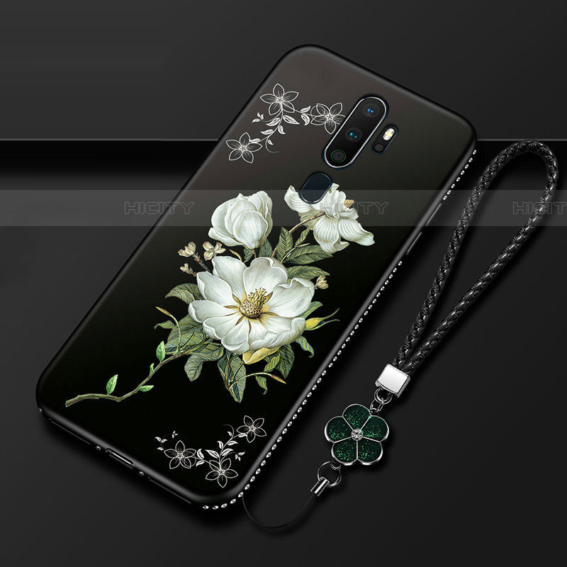 Handyhülle Silikon Hülle Gummi Schutzhülle Blumen für Oppo A11X Weiß