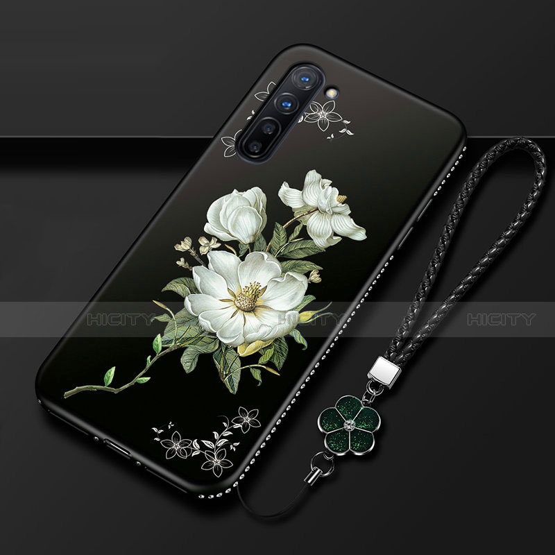 Handyhülle Silikon Hülle Gummi Schutzhülle Blumen für Oppo F15 groß