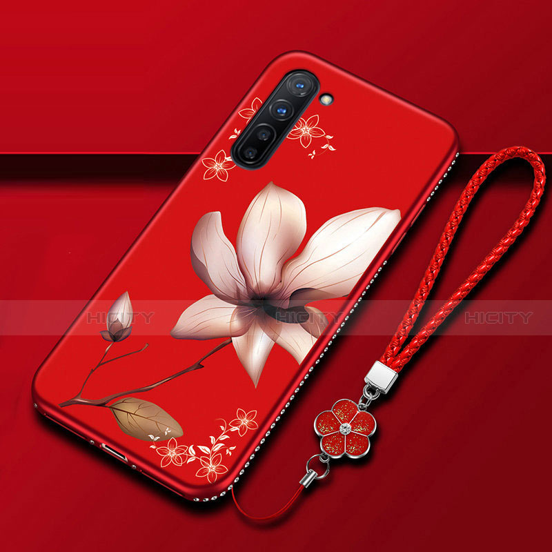 Handyhülle Silikon Hülle Gummi Schutzhülle Blumen für Oppo F15 Fuchsie Plus