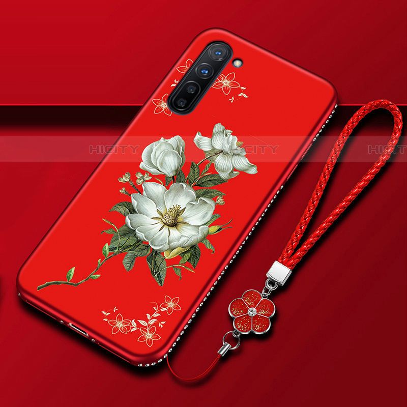 Handyhülle Silikon Hülle Gummi Schutzhülle Blumen für Oppo Find X2 Lite Rot