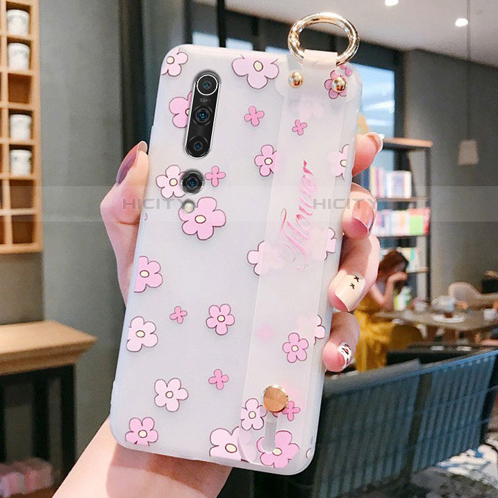 Handyhülle Silikon Hülle Gummi Schutzhülle Blumen für Xiaomi Mi 10 Pink Plus