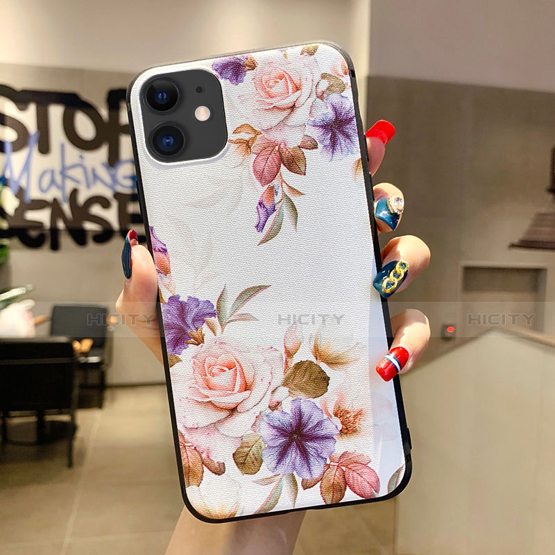 Handyhülle Silikon Hülle Gummi Schutzhülle Blumen H04 für Apple iPhone 11 Weiß Plus